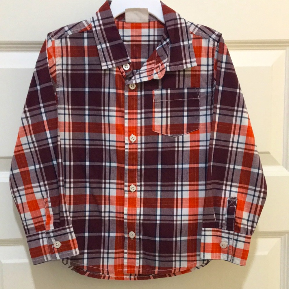 Crazy 8 Long Sleeve Multi-Check Button-Down Shirt Sz 4